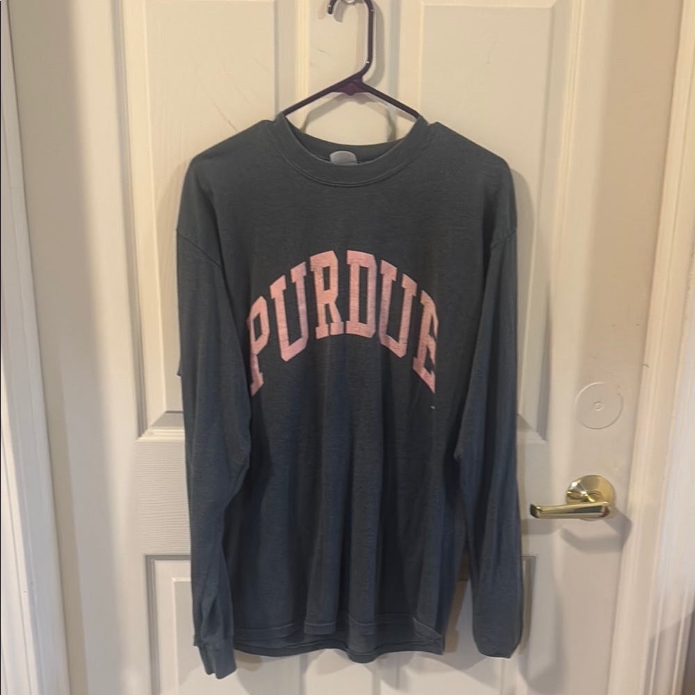 Purdue Long Sleeve Shirt in Gray and Pink